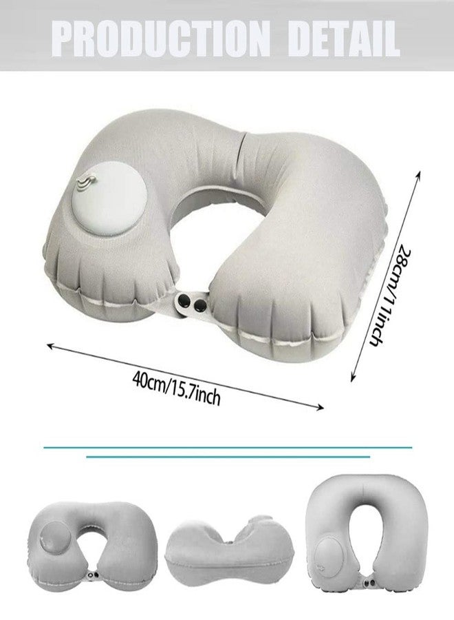 N.C U-Shaped Neck Pillow Travel Pillow for Travel Travel Pillow Soft Velvet Inflatable Pillow for Office, Airplane, Home, Washable, Carry-on, Comfortable and Convenient (Grey) - Image 2